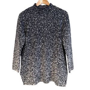 J. Jill Pure Jill Sweater Tunic Charcoal White Knit Ombre Mock Neck Small